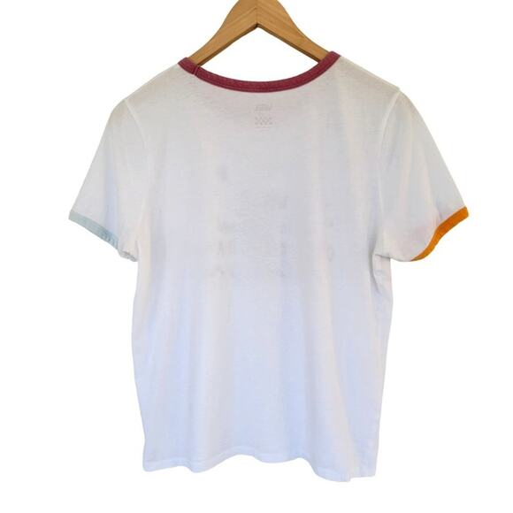 Vans Off The Wall Cropped Tee Womens L White Short Sleeve Cotton Logo Retro - Picture 5 of 7